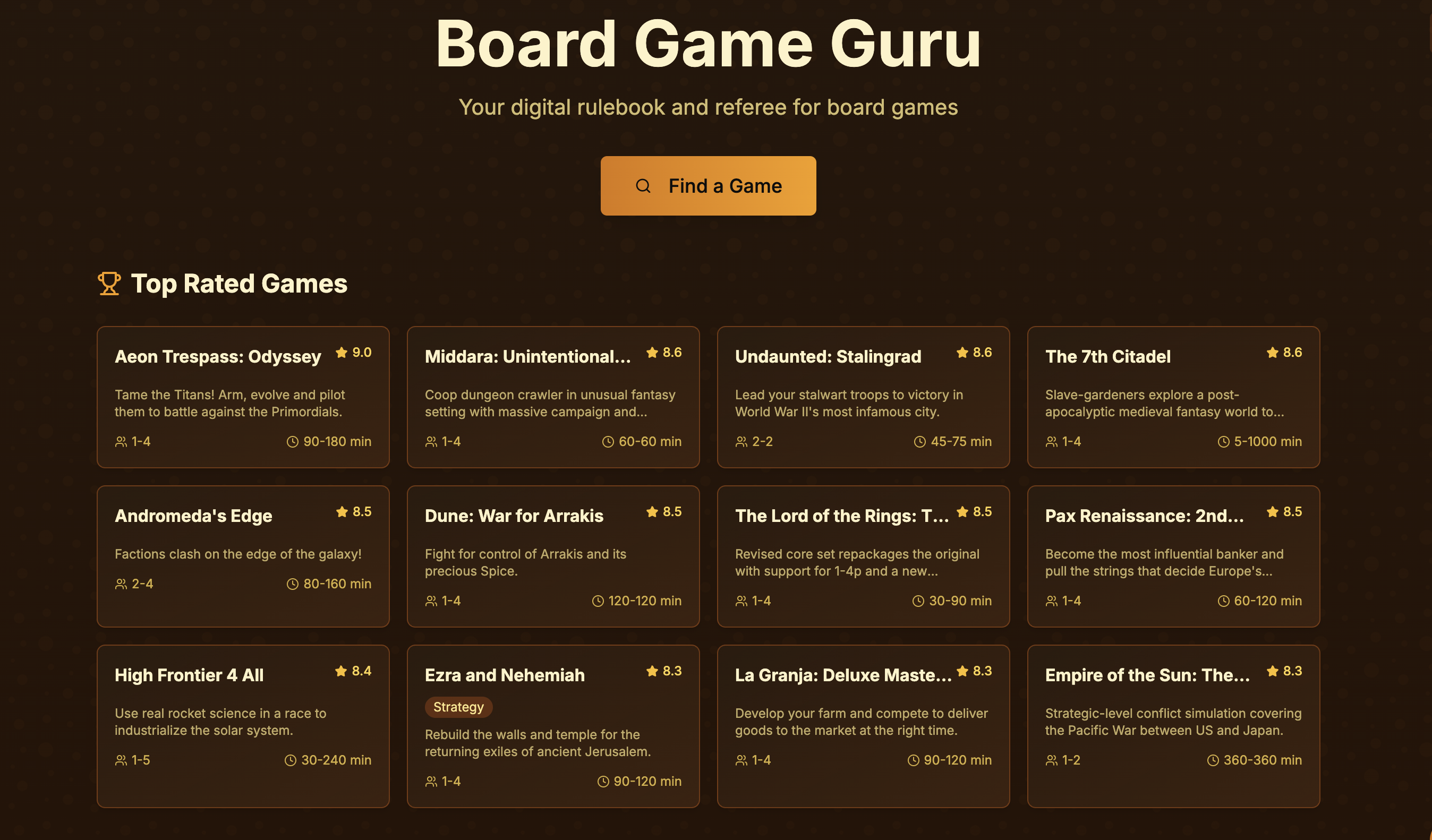Board Game Guru App